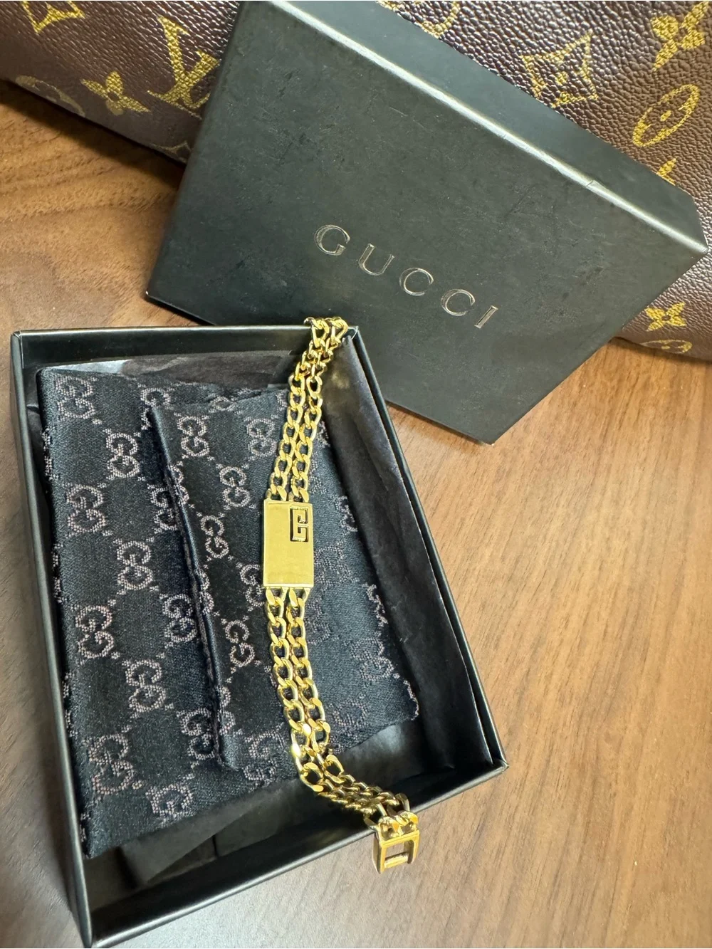 Gucci Gold Double-Chain Men's Bracelet with Signature Clasp